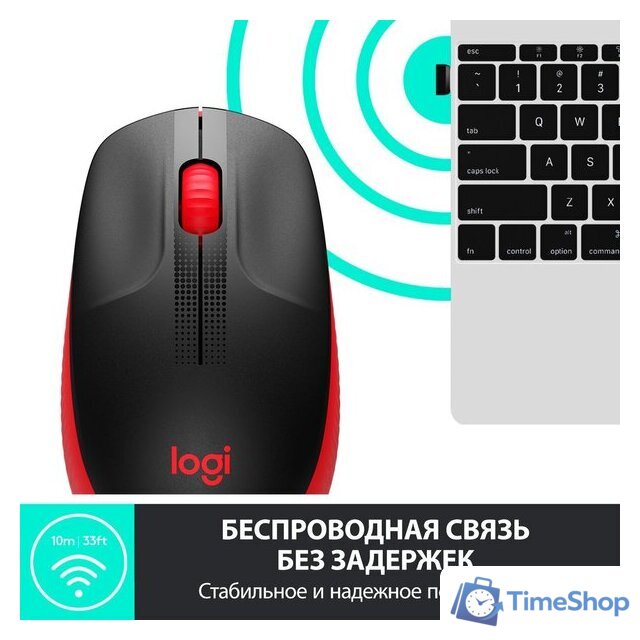 Мышь Logitech M190 (черный/красный) - Изображение №3 — Интернет-магазин Time-Shop