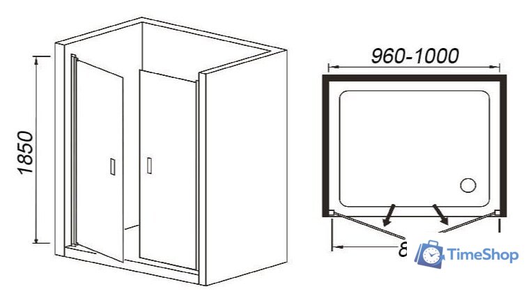 Душевая дверь WeltWasser WW600 600K2-100 - Изображение №4 — Интернет-магазин Time-Shop