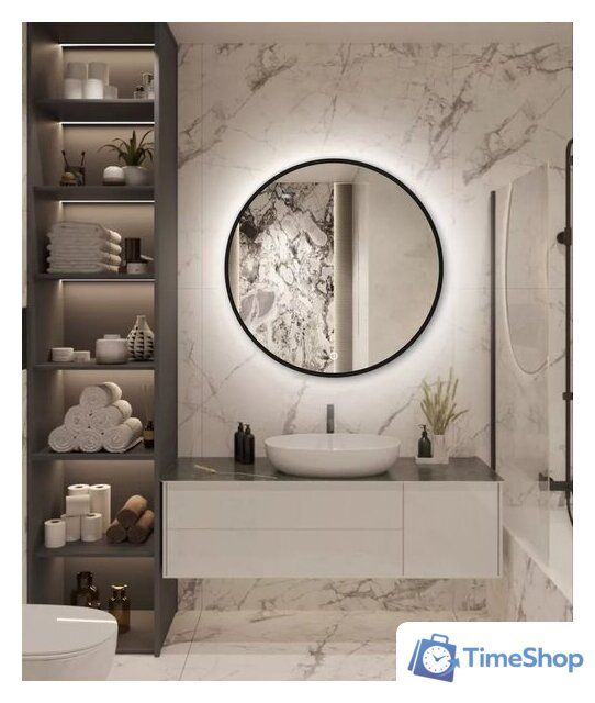 Зеркало с подсветкой  EMZE 60 LED.UV.60.60.CHE.AF.4K (черный с УФ-окантовкой и подсветкой) - Изображение №1 — Интернет-магазин Time-Shop