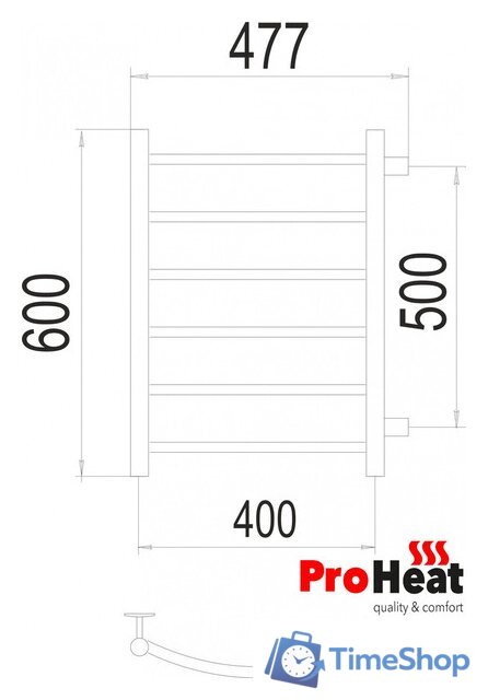 Полотенцесушитель ProHeat Classic 40x60 (боковое подключение, черный муар) - Изображение №2 — Интернет-магазин Time-Shop