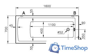 Ванна Vitra Neon 160x70 52520001000 - Изображение №2 — Интернет-магазин Time-Shop