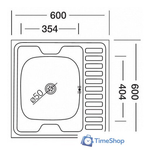 Кухонная мойка КромРус EC-209M RUS (правая) - Изображение №2 — Интернет-магазин Time-Shop