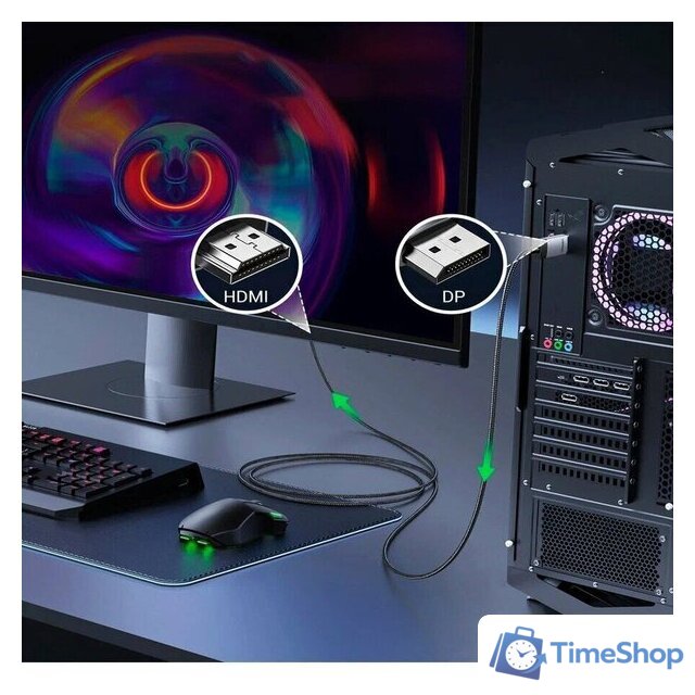 Кабель Ugreen DP119 DisplayPort - HDMI 25491 (3 м, черный) - Изображение №5 — Интернет-магазин Time-Shop