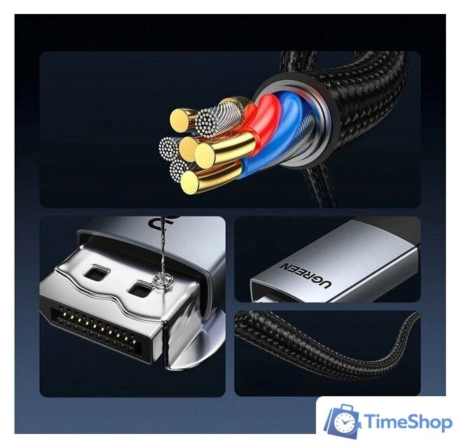 Кабель Ugreen DP119 DisplayPort - HDMI 25491 (3 м, черный) - Изображение №3 — Интернет-магазин Time-Shop