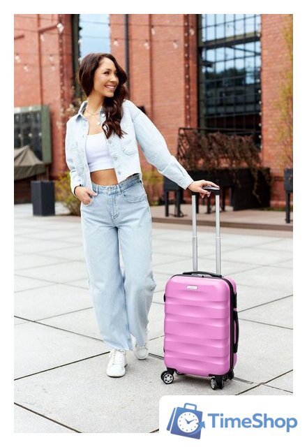 Чемодан-спиннер Peterson PTN 5806-W-S (розовый) - Изображение №3 — Интернет-магазин Time-Shop