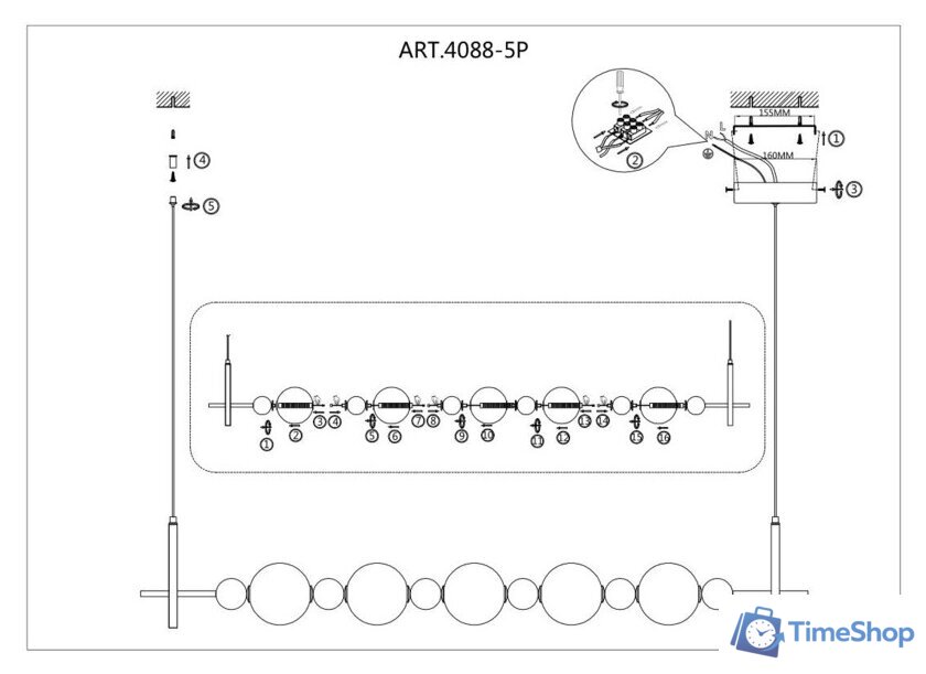 Подвесная люстра F-Promo Chantra 4088-5P - Изображение №7 — Интернет-магазин Time-Shop