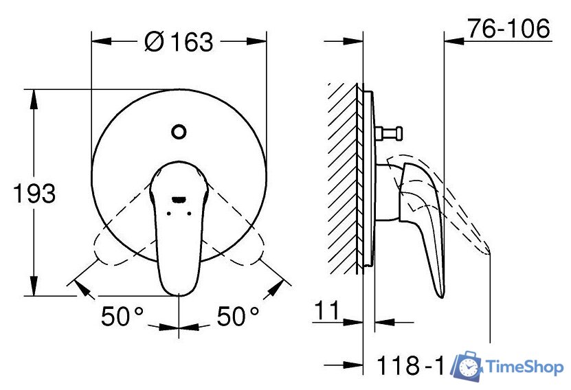 Смеситель без скрытого механизма Grohe Eurostyle 29099LS3 (белая луна) - Изображение №2 — Интернет-магазин Time-Shop