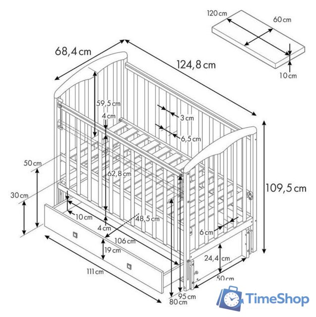 Классическая детская кроватка Фея 328 (бежевый) - Изображение №11 — Интернет-магазин Time-Shop