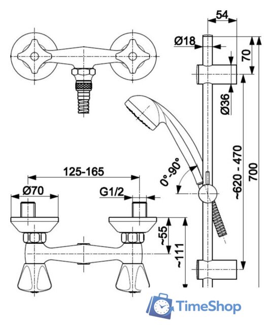 Душевой гарнитур  Armatura KFA Standard 306-311-00 - Изображение №2 — Интернет-магазин Time-Shop