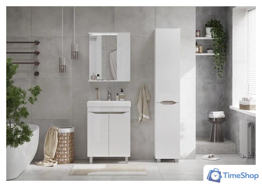  Volna Шкаф с зеркалом Lake 60 R (белый) - Изображение №4 — Интернет-магазин Time-Shop