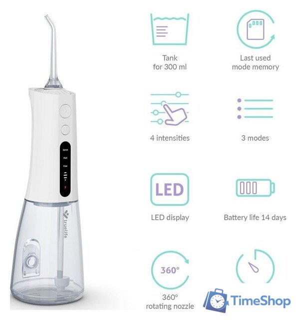 Ирригатор  TrueLife AquaFloss Compact L100 (белый) - Изображение №3 — Интернет-магазин Time-Shop