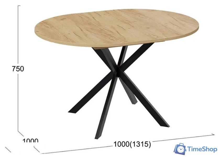 Кухонный стол Трия Мэдисон раздвижной тип 1 (черный муар/дуб крафт золотой) - Изображение №3 — Интернет-магазин Time-Shop