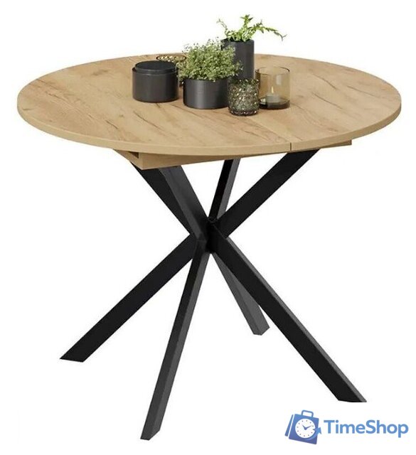 Кухонный стол Трия Мэдисон раздвижной тип 1 (черный муар/дуб крафт золотой) - Изображение №4 — Интернет-магазин Time-Shop