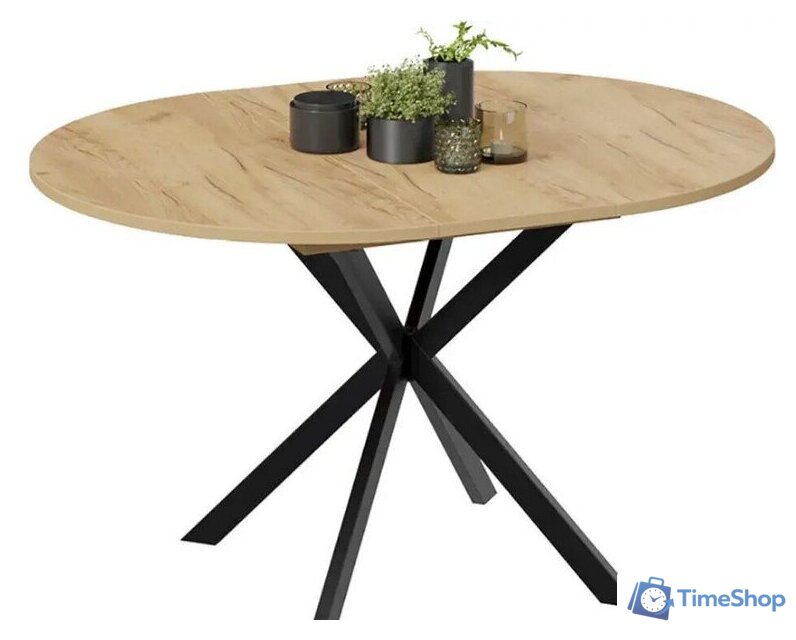 Кухонный стол Трия Мэдисон раздвижной тип 1 (черный муар/дуб крафт золотой) - Изображение №5 — Интернет-магазин Time-Shop