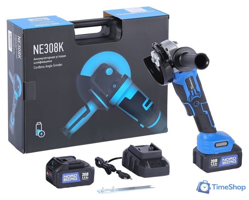 Угловая шлифмашина Nordberg NE308K (с 2-мя АКБ, кейс) - Изображение №1 — Интернет-магазин Time-Shop