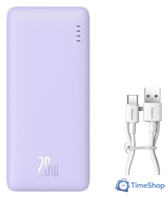 Внешний аккумулятор Baseus Airpow Fast Charge Power Bank 20W 10000mAh (сиреневый) - Изображение №7 — Интернет-магазин Time-Shop