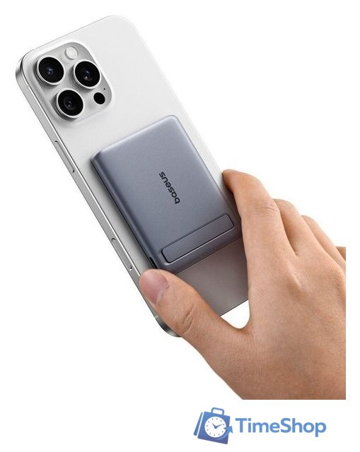Внешний аккумулятор Baseus PicoGo AM31 Mini Magnetic Power Bank with Stand 20W 5000mAh (серый) - Изображение №7 — Интернет-магазин Time-Shop