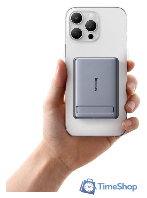 Внешний аккумулятор Baseus PicoGo AM31 Mini Magnetic Power Bank with Stand 20W 5000mAh (серый) - Изображение №6 — Интернет-магазин Time-Shop