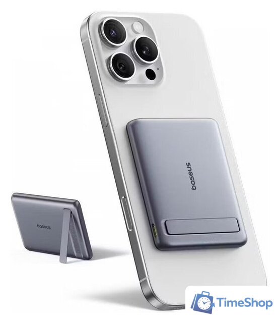 Внешний аккумулятор Baseus PicoGo AM31 Mini Magnetic Power Bank with Stand 20W 5000mAh (серый) - Изображение №11 — Интернет-магазин Time-Shop