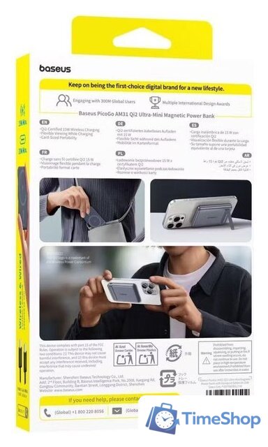 Внешний аккумулятор Baseus PicoGo AM31 Mini Magnetic Power Bank with Stand 20W 5000mAh (серый) - Изображение №10 — Интернет-магазин Time-Shop