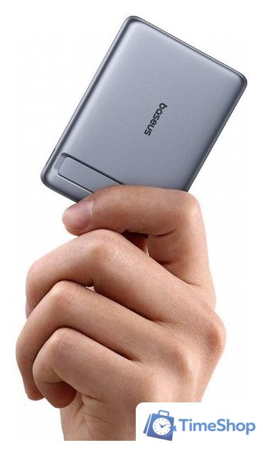 Внешний аккумулятор Baseus PicoGo AM31 Mini Magnetic Power Bank with Stand 20W 5000mAh (серый) - Изображение №3 — Интернет-магазин Time-Shop