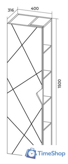  Doratiz Шкаф-пенал Фьорд 40 L 2712.304 (дуб бунратти/цемент,с подвесной) - Изображение №14 — Интернет-магазин Time-Shop