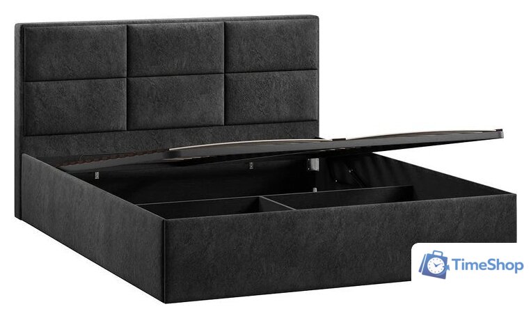 Кровать Трия Стелла Тип 1 160x200 (микровелюр Wellmart Graphite) - Изображение №2 — Интернет-магазин Time-Shop