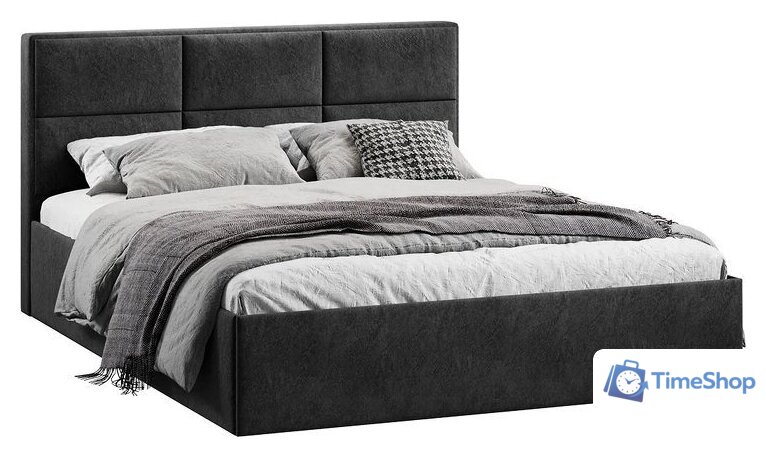 Кровать Трия Стелла Тип 1 160x200 (микровелюр Wellmart Graphite) - Изображение №1 — Интернет-магазин Time-Shop