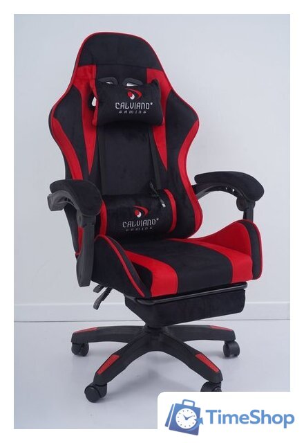 Игровое (геймерское) кресло Calviano 1584 (велюр, черный/красный) - Изображение №15 — Интернет-магазин Time-Shop