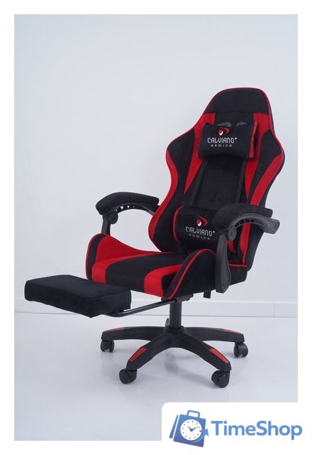Игровое (геймерское) кресло Calviano 1584 (велюр, черный/красный) - Изображение №10 — Интернет-магазин Time-Shop