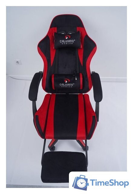 Игровое (геймерское) кресло Calviano 1584 (велюр, черный/красный) - Изображение №12 — Интернет-магазин Time-Shop