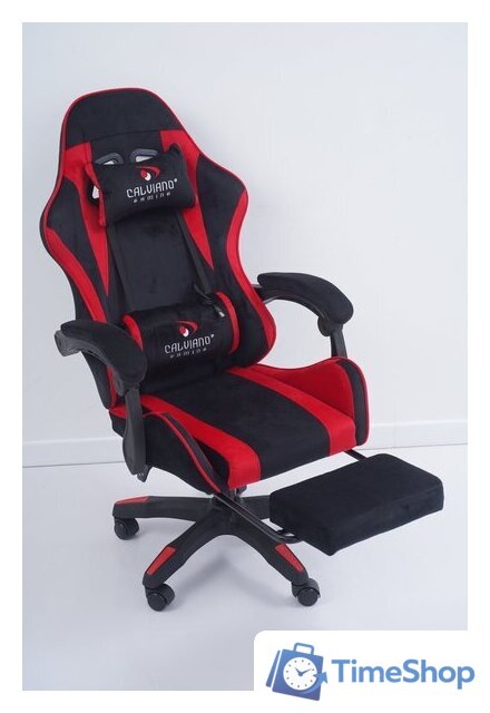 Игровое (геймерское) кресло Calviano 1584 (велюр, черный/красный) - Изображение №2 — Интернет-магазин Time-Shop