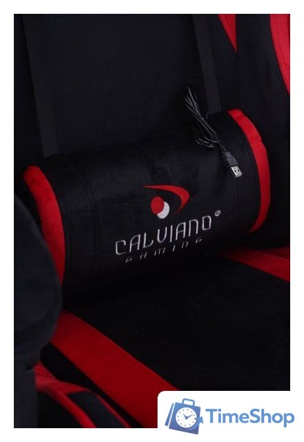 Игровое (геймерское) кресло Calviano 1584 (велюр, черный/красный) - Изображение №17 — Интернет-магазин Time-Shop