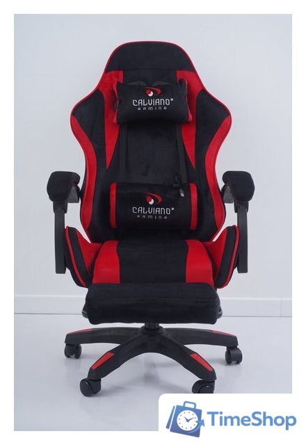 Игровое (геймерское) кресло Calviano 1584 (велюр, черный/красный) - Изображение №11 — Интернет-магазин Time-Shop