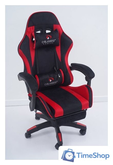 Игровое (геймерское) кресло Calviano 1584 (велюр, черный/красный) - Изображение №21 — Интернет-магазин Time-Shop