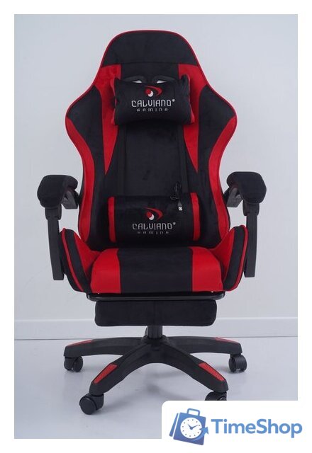 Игровое (геймерское) кресло Calviano 1584 (велюр, черный/красный) - Изображение №16 — Интернет-магазин Time-Shop