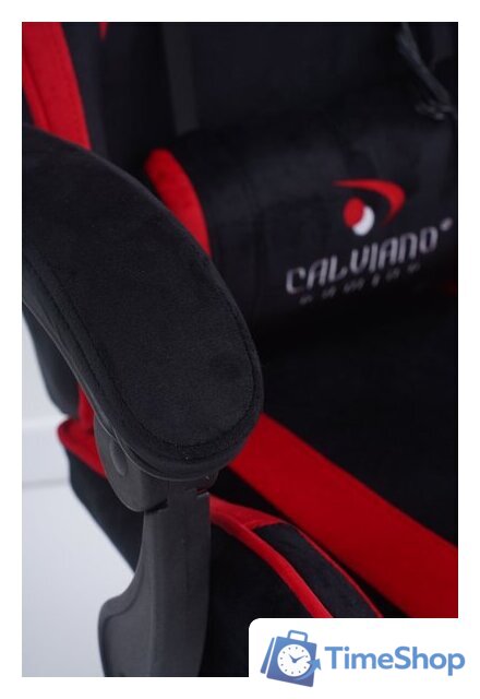 Игровое (геймерское) кресло Calviano 1584 (велюр, черный/красный) - Изображение №19 — Интернет-магазин Time-Shop