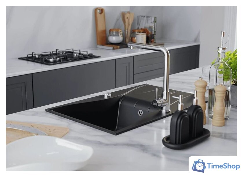Кухонная мойка Kernau KGS O 6078 1B1D Deep Black - Изображение №7 — Интернет-магазин Time-Shop