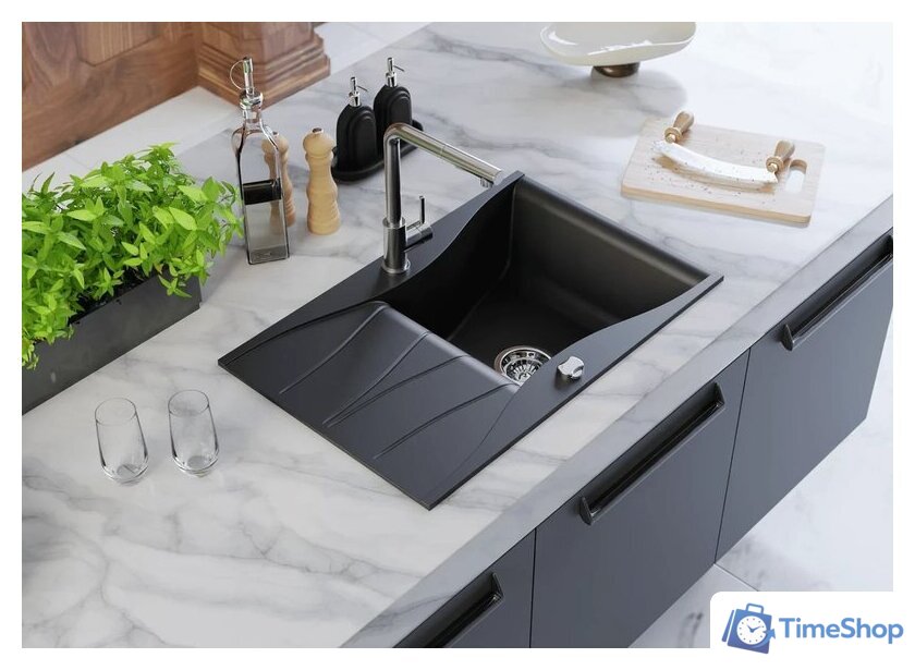 Кухонная мойка Kernau KGS O 6078 1B1D Deep Black - Изображение №8 — Интернет-магазин Time-Shop