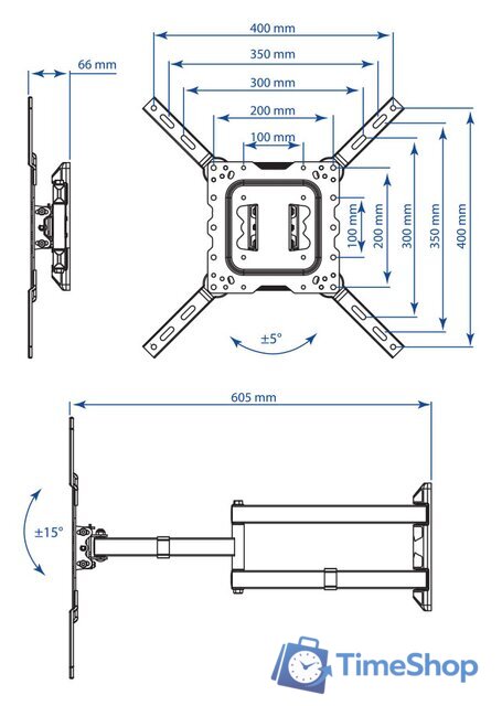 Кронштейн для телевизора Kromax DIX-18W (белый) - Изображение №3 — Интернет-магазин Time-Shop