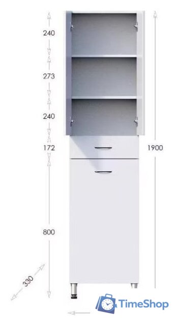  Onika Шкаф-пенал для ванной Модерн 46.17 R с корзиной (404602) - Изображение №6 — Интернет-магазин Time-Shop