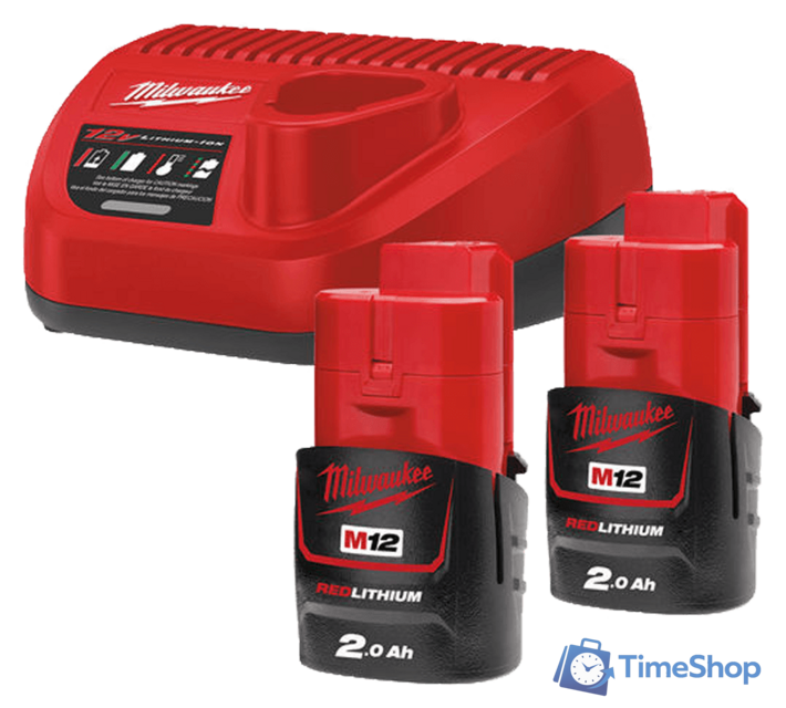 Аккумулятор с зарядным устройством Milwaukee M12 M12NRG-202 4933459209 (2 x 12В/2 Ач + 12В) - Изображение №1 — Интернет-магазин Time-Shop