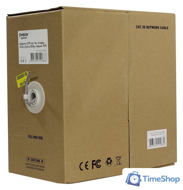 Кабель ExeGate Special UTP4-C5e-CCA-S26-IN-PVC-GY-305 EX261518RUS - Изображение №1 — Интернет-магазин Time-Shop