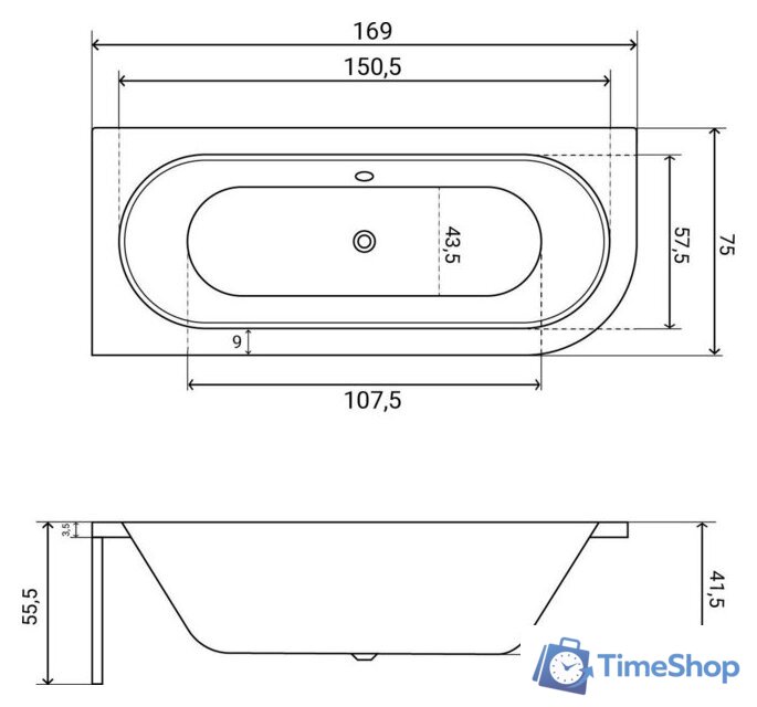 Ванна Lauter Bliss 170 L 21201071L (с ножками) - Изображение №29 — Интернет-магазин Time-Shop