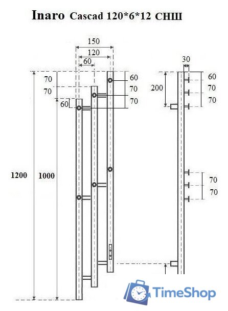 Полотенцесушитель Маргроид Ferrum Inaro 3 Cascade СНШ 120*6*12 Белый матовый, скрытого монтажа, таймер справа - Изображение №2 — Интернет-магазин Time-Shop