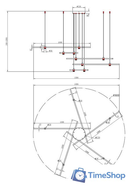 Подвесная люстра Arte Lamp Errai A2195SP-5BK - Изображение №4 — Интернет-магазин Time-Shop