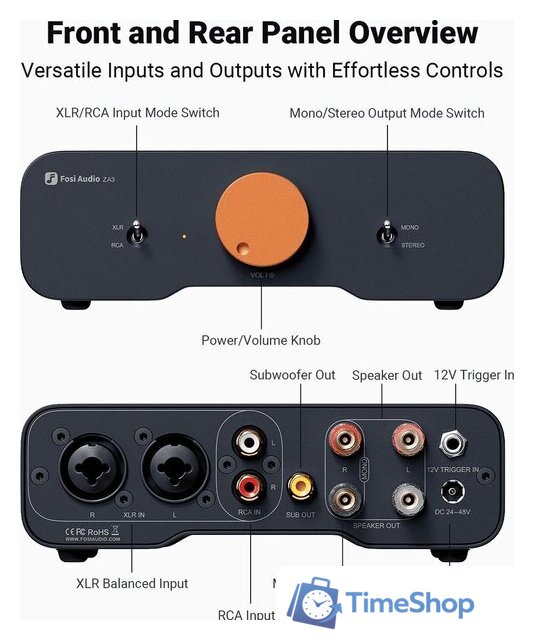 Усилитель мощности Fosi Audio ZA3 (48V/5A) - Изображение №2 — Интернет-магазин Time-Shop