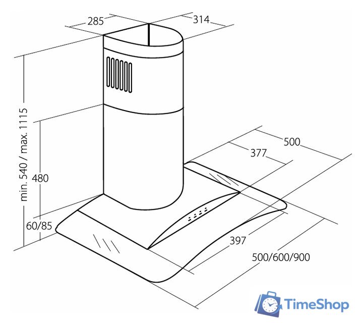 Кухонная вытяжка Akpo Largo Eco 50 WK-4 (нержавеющая сталь) - Изображение №2 — Интернет-магазин Time-Shop