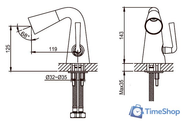 Смеситель Ahti Turku TU201001 - Изображение №4 — Интернет-магазин Time-Shop