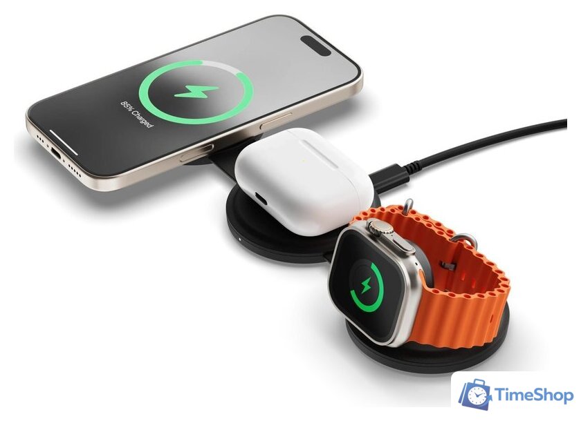 Беспроводное зарядное Satechi OntheGo 3-in-1 Charger ST-QTG31K (черный) - Изображение №5 — Интернет-магазин Time-Shop